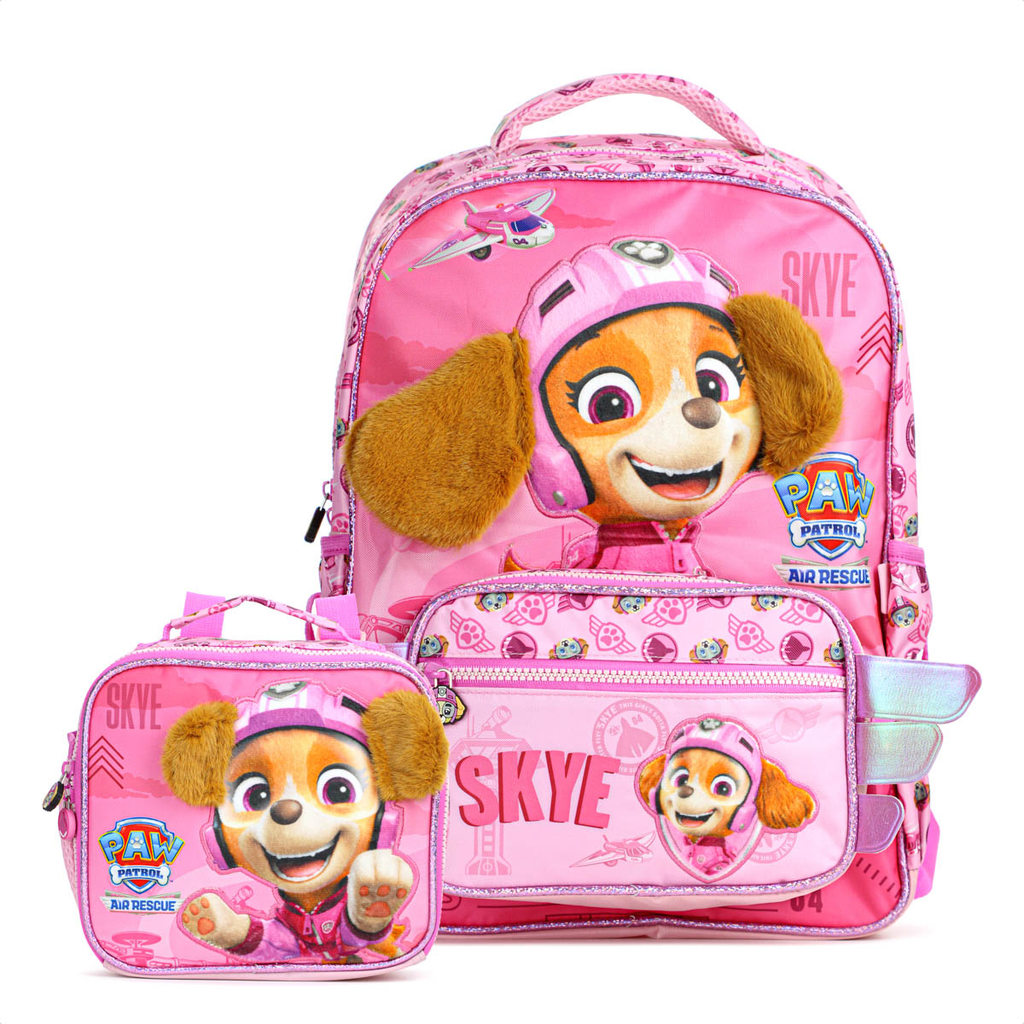 Kit Escolar Skye Patrulha Canina : Mochila de Costas e Lancheira Térmica