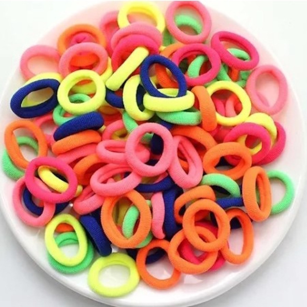 kit 100 mini elasticos de Cabelo Tipo Meia Xuxinha Criança Adulto Infantil Rabicó  Pequeno em Oferta na Shopee