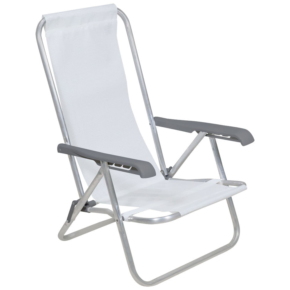 Cadeira Lazy Reclinável 4 Posições em Aluminio Branca Bel em Oferta na Shopee