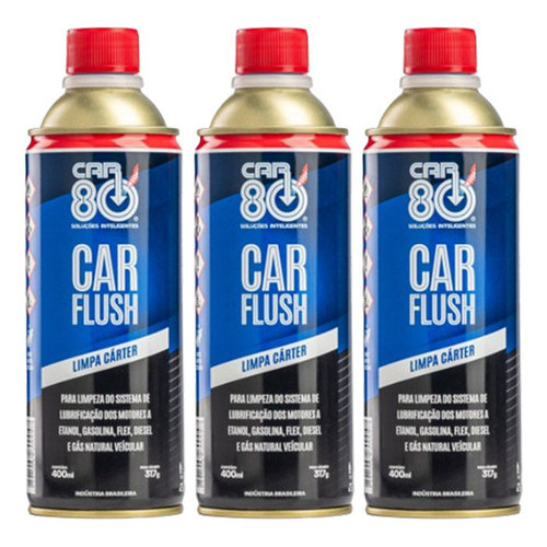 Kit 3 Limpa Cárter Motor Descarbonizante Flush Car80 400ml