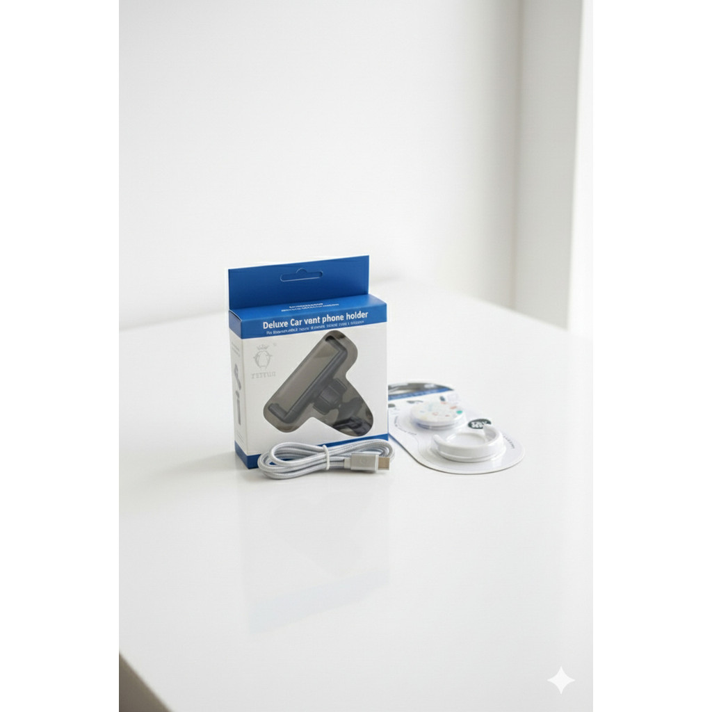 KIT SUPORTE CELULAR VEICULO+CABO IPHONE CARGA TURBO+POQUET