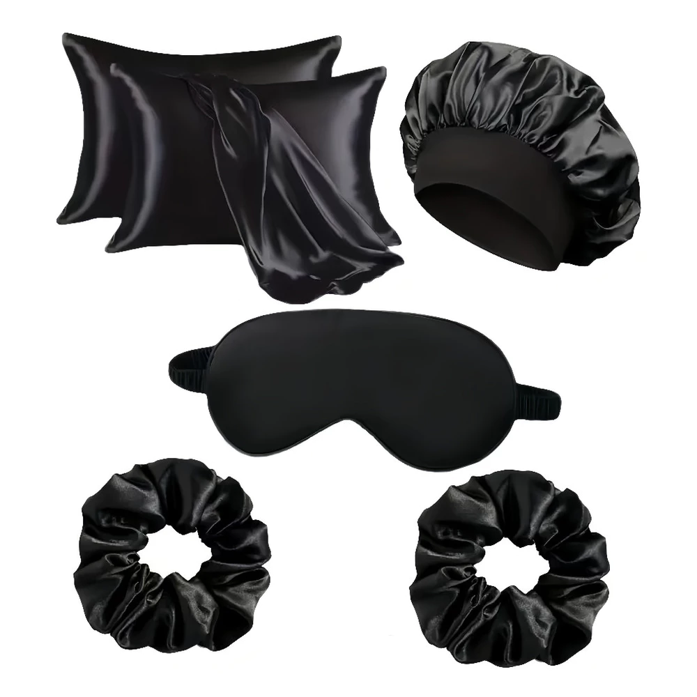 Kit Fronhas de Cetim Seda + 1Touca De Cetim +2 Xuxinhas+Máscara Dormir 025-065
