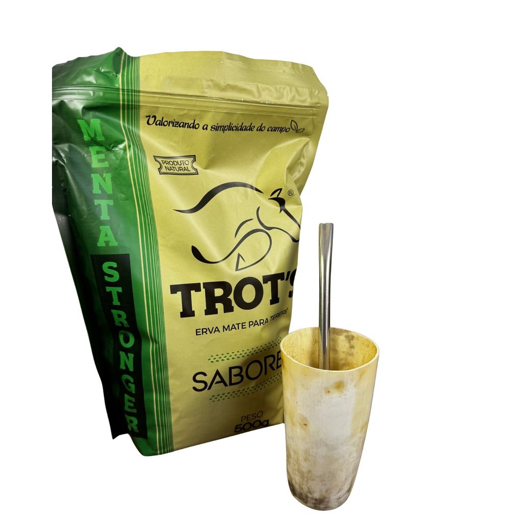 Kit Tereré – Guampa+ Bomba + Erva Trot’s Menta Stronger 500g