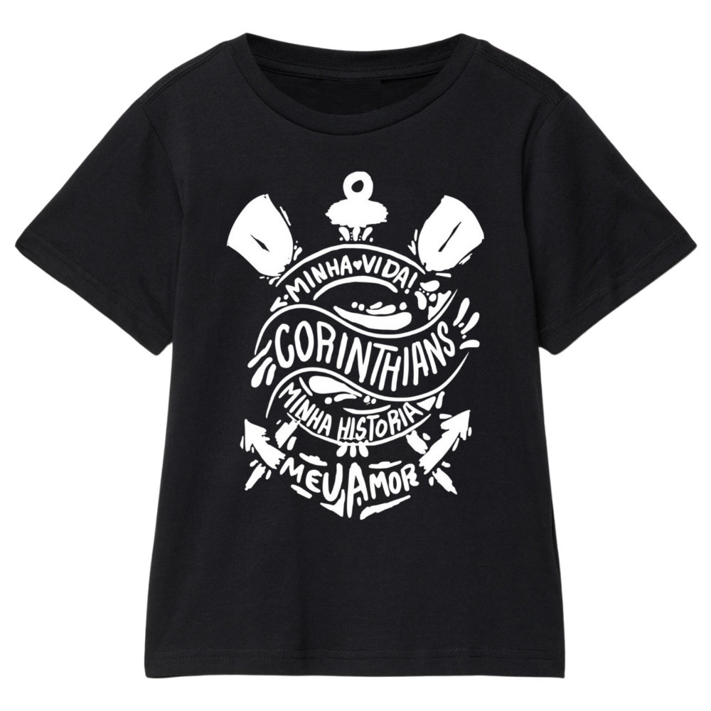 Camiseta Infantil Corinthians Minha Vida Blusa Para Criança Unissex Estampada Futebol