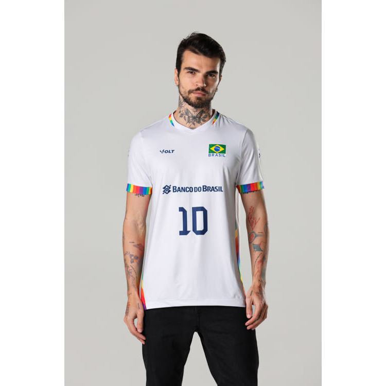 Camisa Orgulho LGBTQIAPN+ Vôlei Brasil Oficial Masculina Volt em Oferta na Shopee