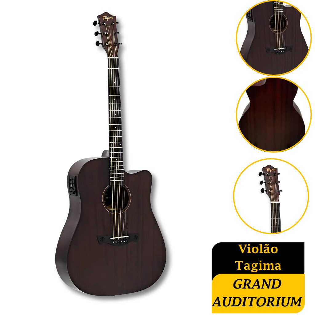 Violão Tagima Grand Auditorium Cutaway Eq Aço Dallas Gran Reserva Dkmop Premium