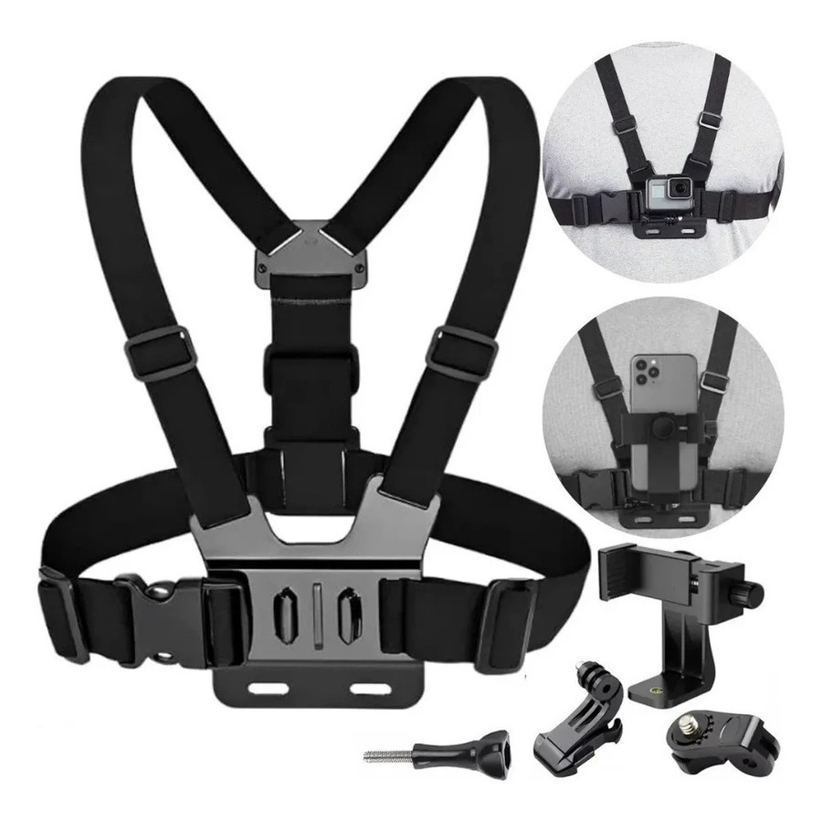 Suporte de peito ajustável para telefones celulares e câmeras GoPro para peito de motocicleta e bicicleta Envio rápido em Oferta na Shopee