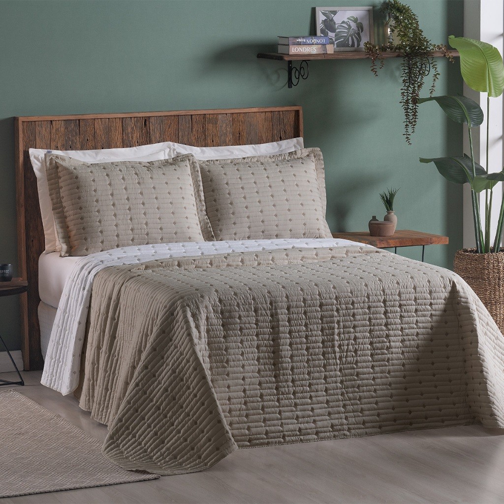 Kit Cobre Leito 3 Peças Queen Percal 200 Fios Decor Dupla Face Premium Solteiro Casal King Oferta