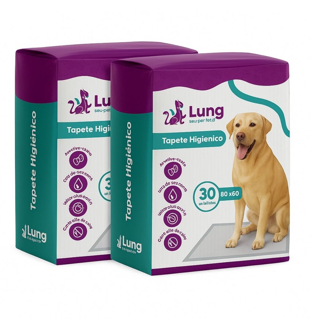 Kit 2 Tapete Higienico 80x60cm 30 Unidades Econômico p/ Cachorro Pet com Adesivo Borda Verde Gel Absorvente