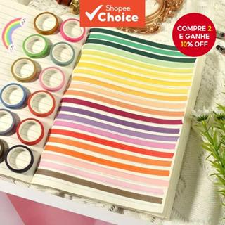 0.3in De Largura 60 Cores Diário Washi Fita De Papel Básica Cor Sólida Arco-Íris Capa Gravável em Oferta na Shopee