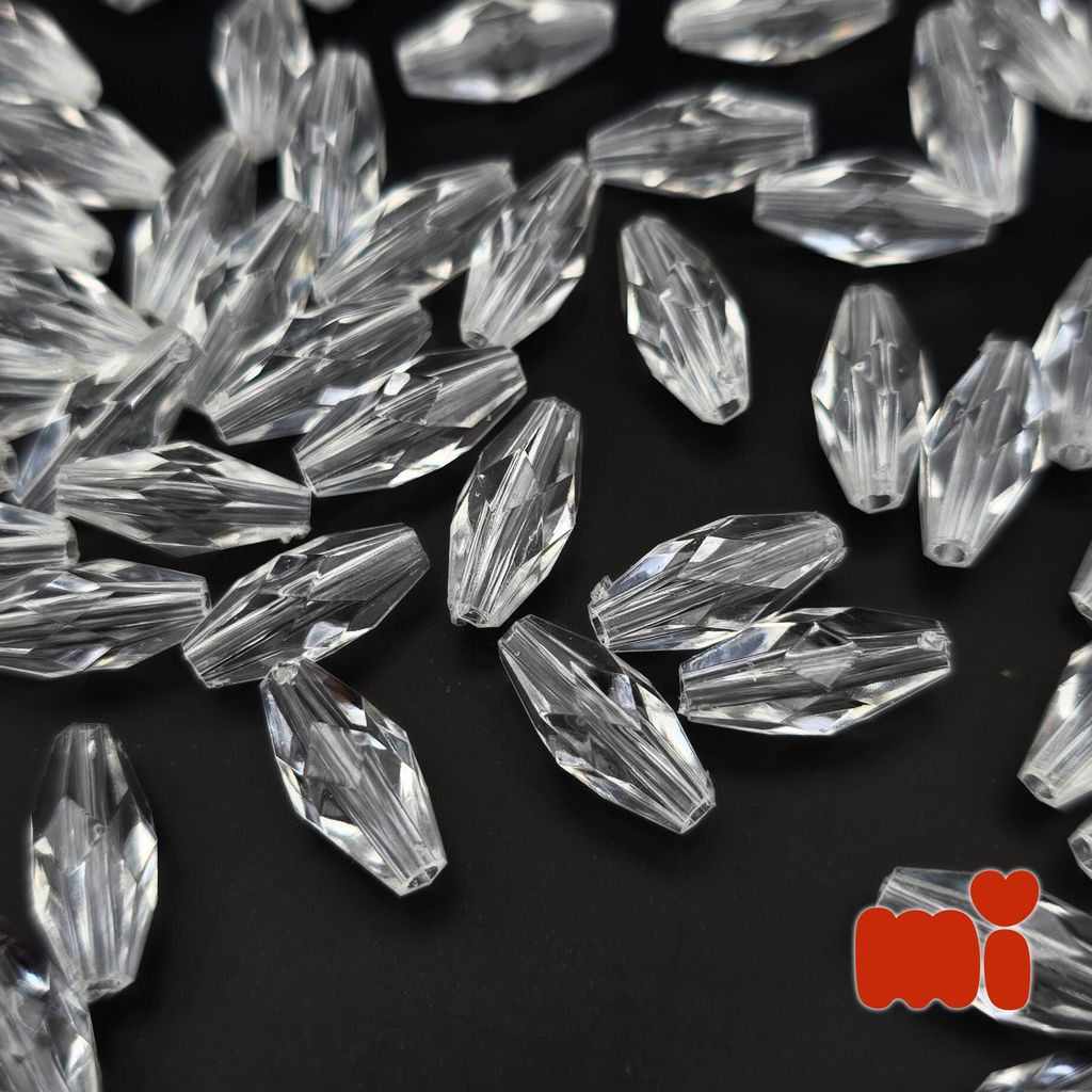 Arroz Sextavado Passante 7x15mm em Acrilico - Cristal Transparente | Pedraria para Artesanato, Bijuterias e Decoração em Oferta na Shopee