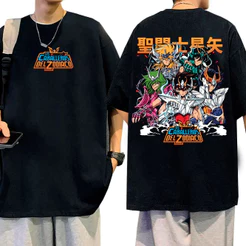 Camiseta Básica Anime Cavaleiros do Zodiaco Camisa 100% Algodão Streetwear Temos Plus Size Lançamento - Envio Rápido