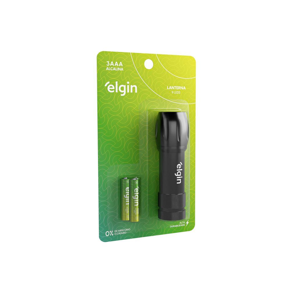 Lanterna 9 Leds Com 3  Pilhas 3AAA  Alcalina Elgin