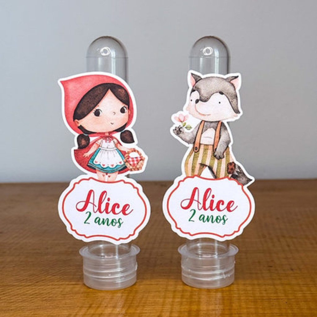 10 Apliques para Tubete Chapeuzinho Vermelho | Personalizados | Lembrancinhas | Festa Aniversário