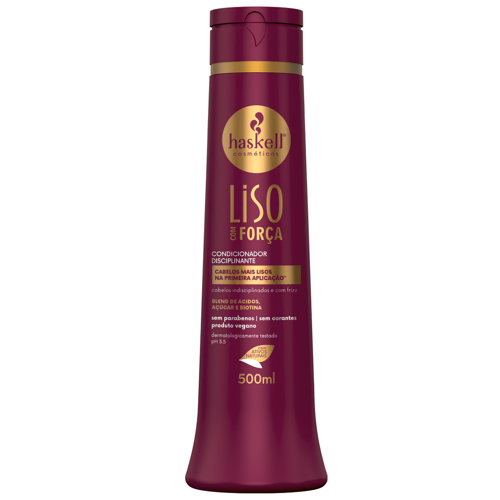 Condicionador Liso com Força 500ml | Cabelos Alinhados, Fortes e Sem Frizz em Oferta na Shopee
