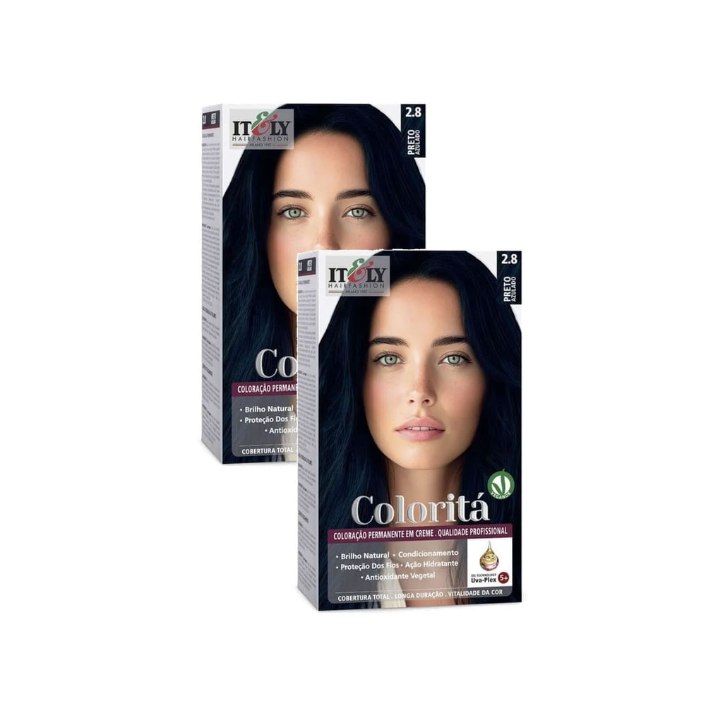 Kit 2 Coloração Itely Coloritá 2.8 Preto Azulado em Oferta na Shopee
