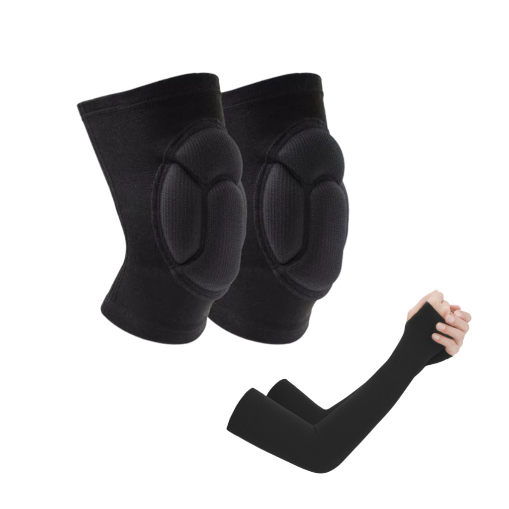 Joelheira Para Volei Anti Impacto Com Manguito Respiravel Elastico Anti UV Esportes Volei Corrida Ciclismo os pares em Oferta na Shopee