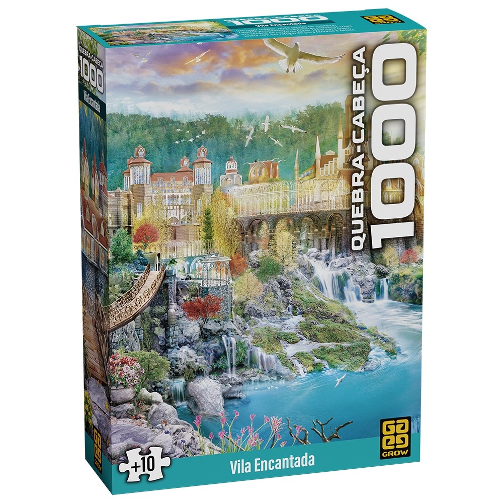 QUEBRA CABEÇA VILA ENCANTADA 1000 PEÇAS GROW PUZZLE PAISAGEM PONTO TURÍSTICO QUADRO CASTELO FLORESTA em Oferta na Shopee