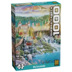 QUEBRA CABEÇA VILA ENCANTADA 1000 PEÇAS GROW PUZZLE PAISAGEM PONTO TURÍSTICO QUADRO CASTELO FLORESTA