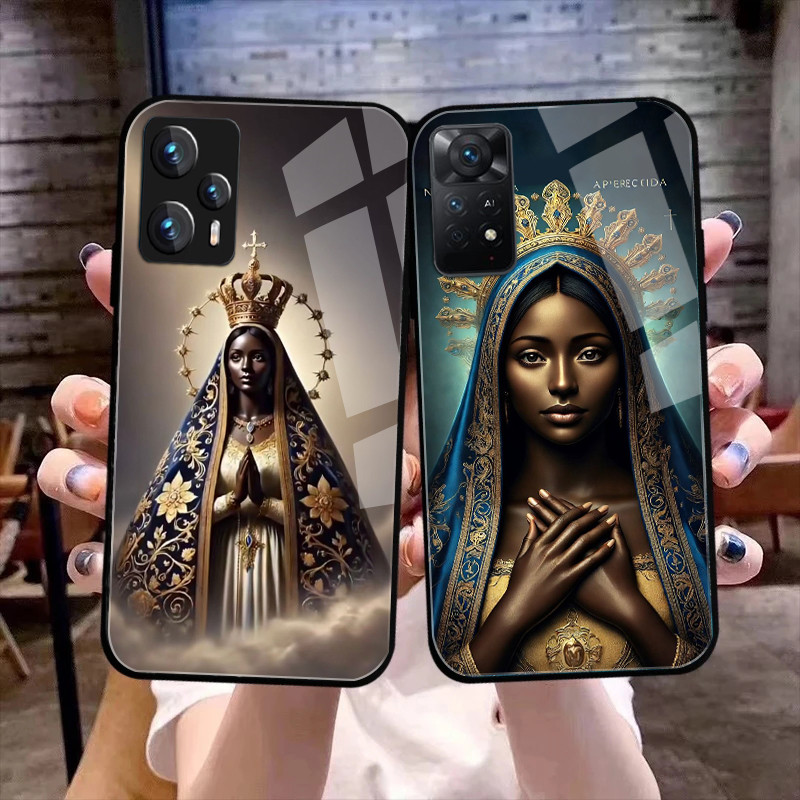 Nossa Senhora Da Aparecida 09 Caso De Telefone De Vidro Para Xiaomi Redmi Nota 14 pro plus 13 5G 12 4G 11 10 9 8 Capa