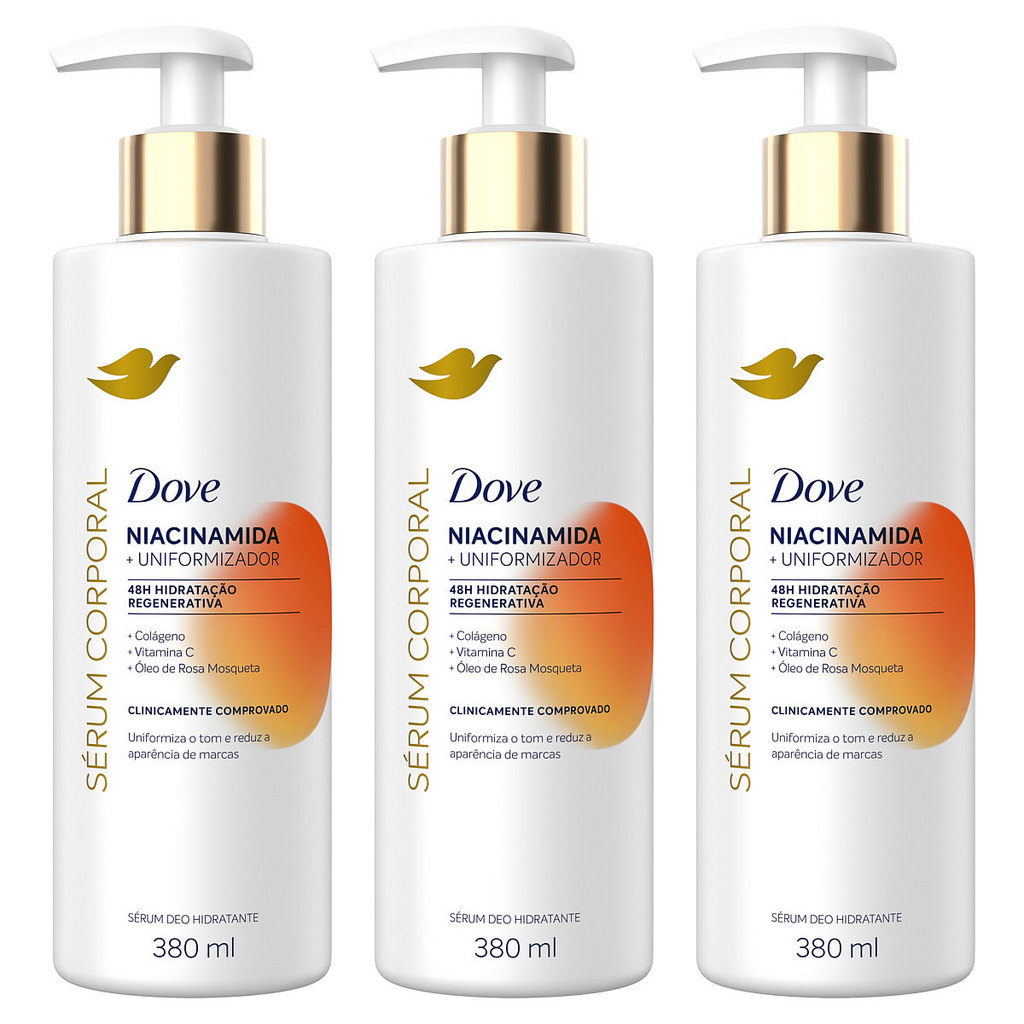 Kit 3 Und Dove Sérum Corporal com Niacinamida 380ml em Oferta na Shopee