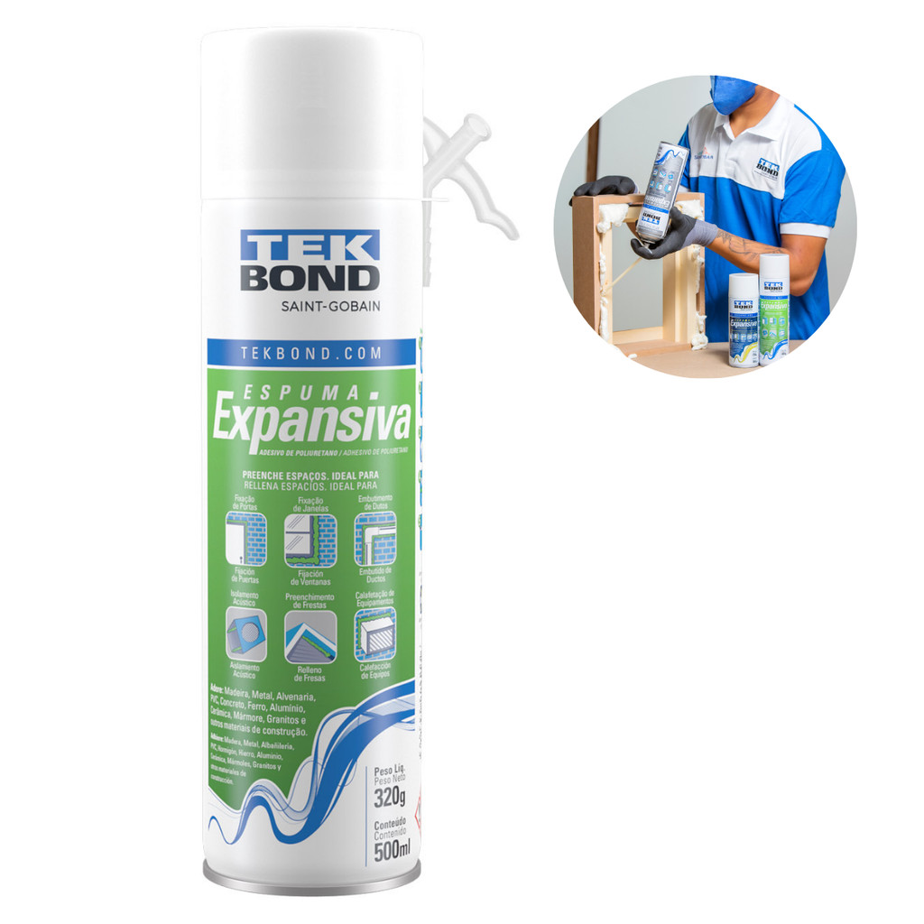 Espuma Expansiva de Uso Geral e Isolamento 500ml Tekbond