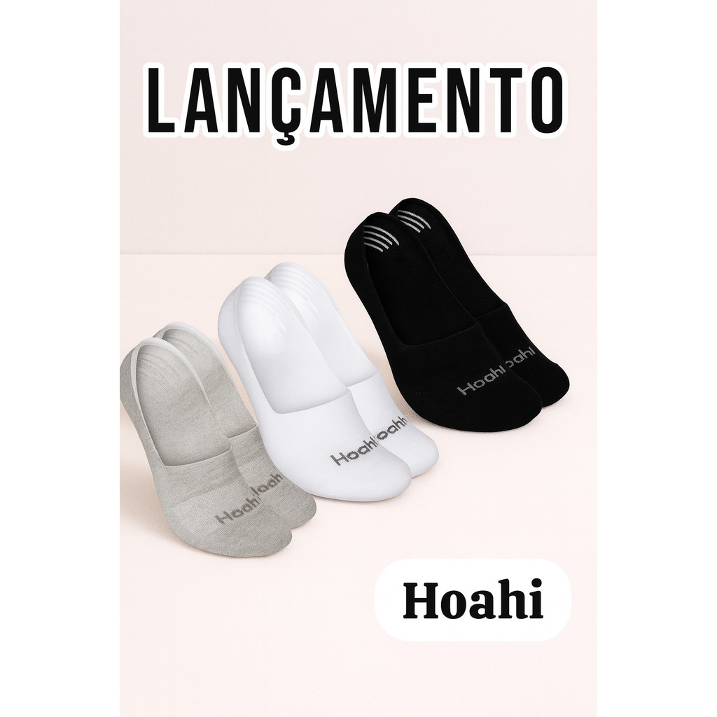 Kit 3 Pares Meias Hoahi Sapatilha 100% Invisível C/ Silicone