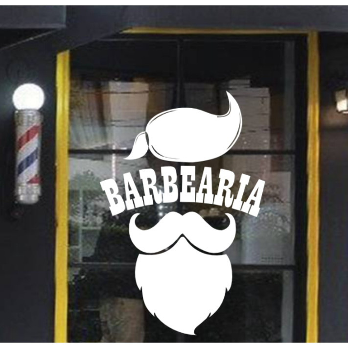 Adesivo Vinil BARBEARIA, Porta de Vidro, Tambor, Parede em Oferta na Shopee