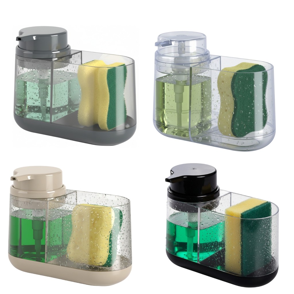 Dispenser Porta Detergente Com suporte Para Esponja Buchinha 330ml Acrílico Plasutil em Oferta na Shopee