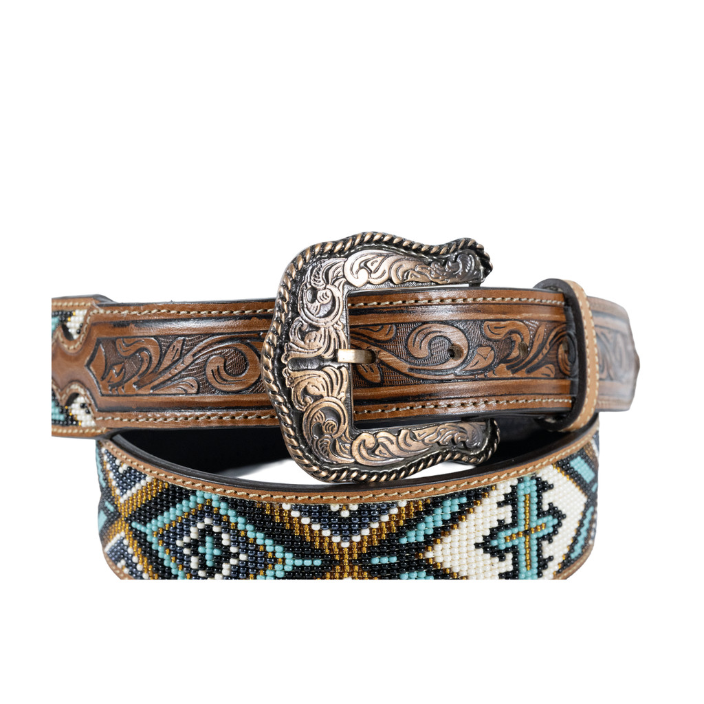 Cinto Country Feminino Caramelo Destacado Lixado Fivela Detalhado Escamado