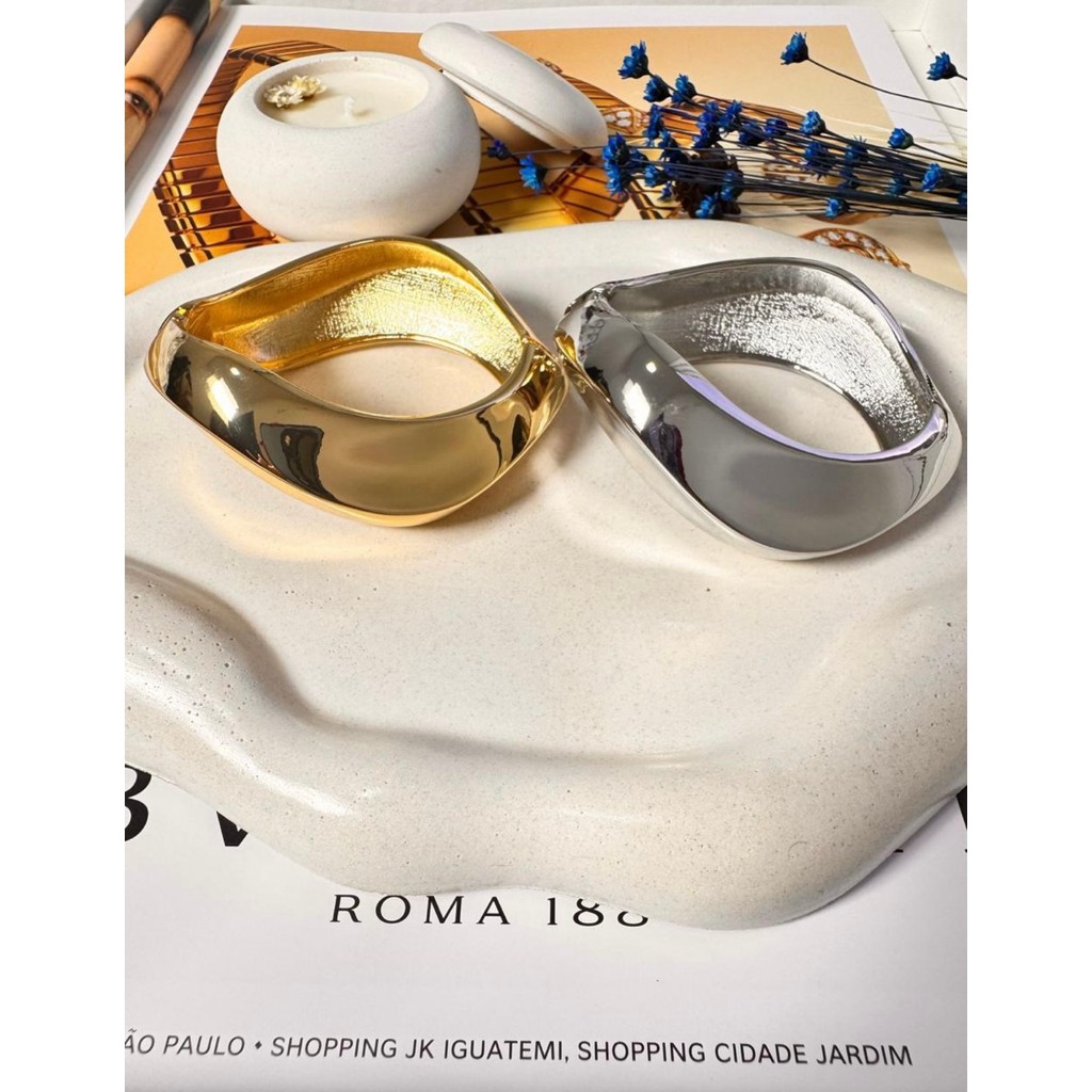 Bracelete pulseira curvas ondulado moda blogueira luxo