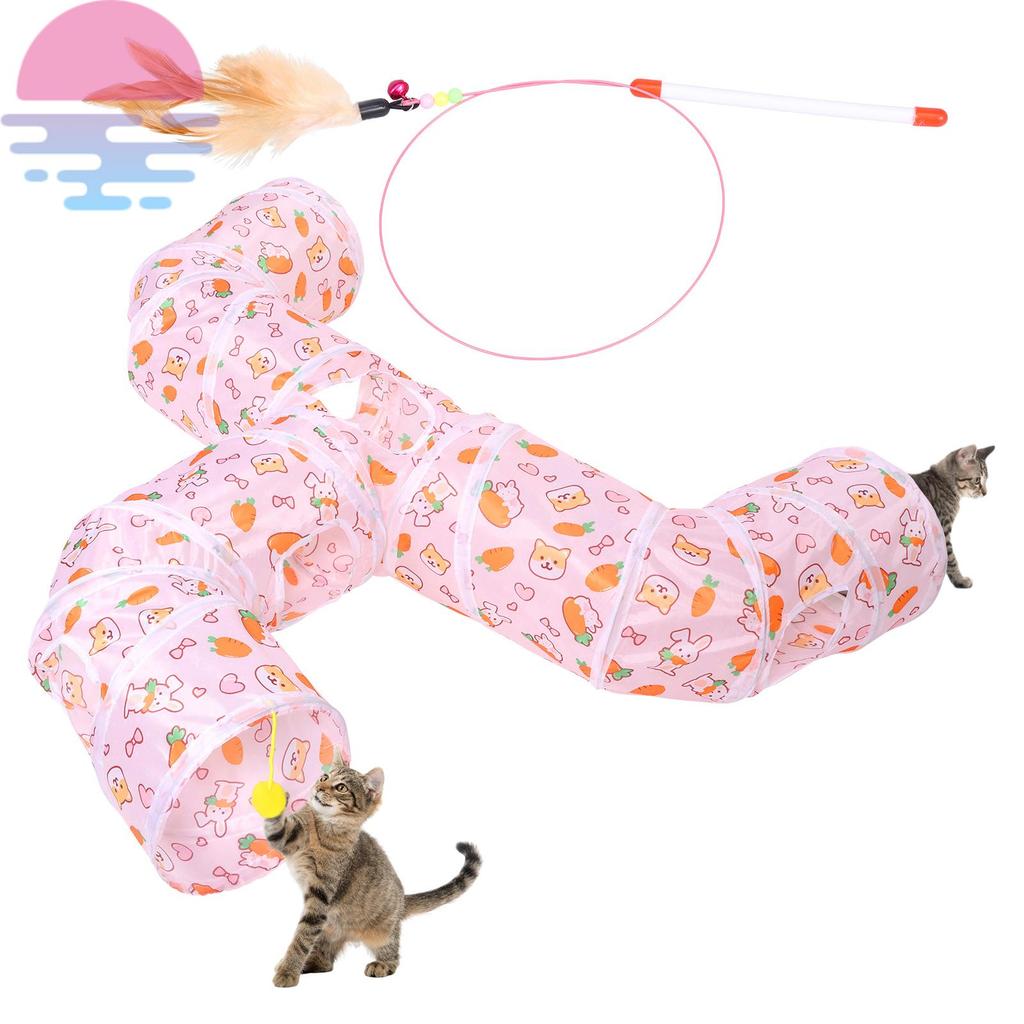 3 Vias Pequeno Túnel Animal Brinquedo Torneira Estilo Dobrável Gato Com Teaser Para Interior Ao Ar Livre SHOPSKC3911