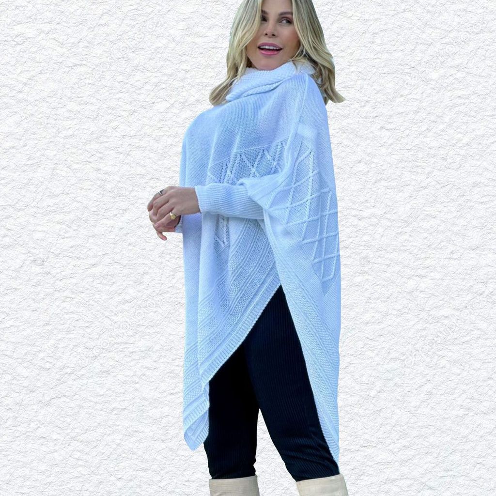 Suéter Plus Size de Tricô Básico Feminino de Lã Elegante e Confortável