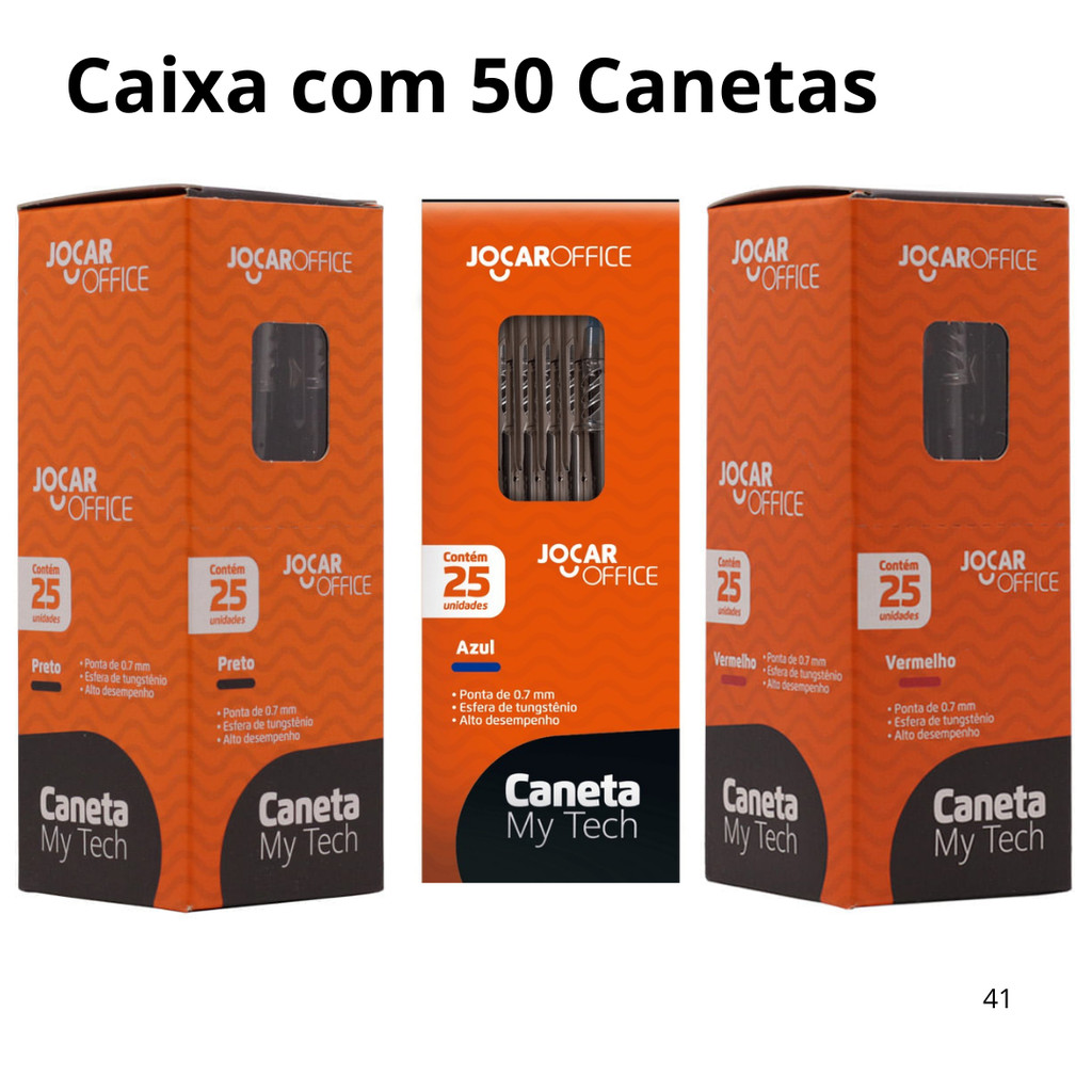 Caneta Esferográfica 0.7 My Tech Cores cx c/25 un - Jocar Office em Oferta na Shopee