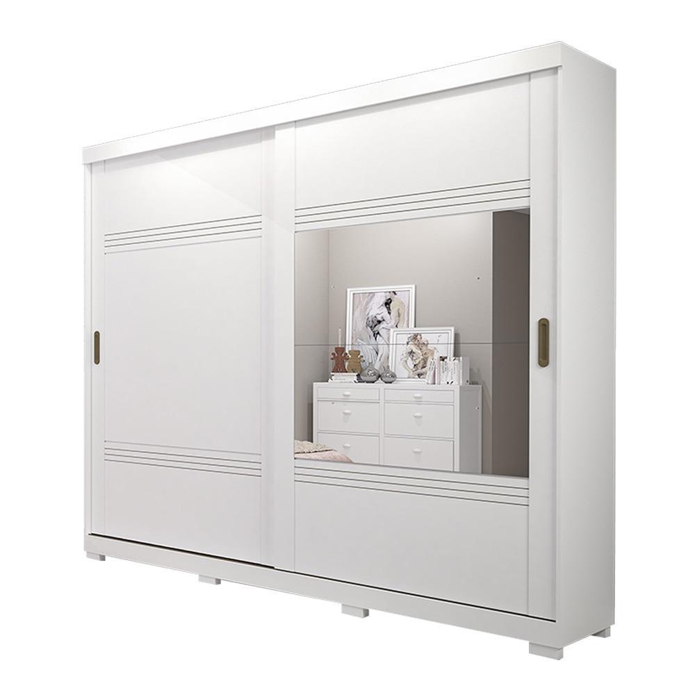 Guarda-Roupa Blumenau 243cm c/ Espelho - Branco Panan