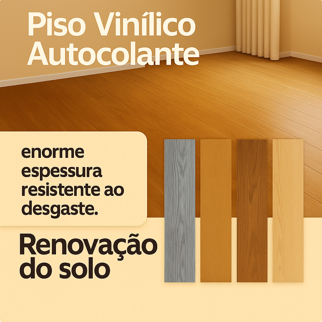 Adesivo de Piso Vinílico Autocolante Efeito Madeira Impermeável Kit 36 Peças 5m² em Oferta na Shopee