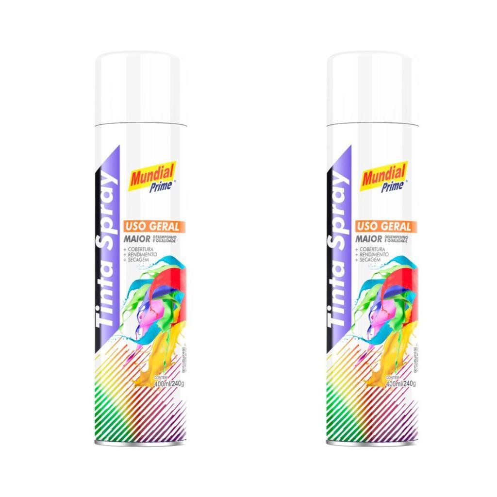 Kit 2 Tinta Spray Branco Mundial Prime - 400ml em Oferta na Shopee