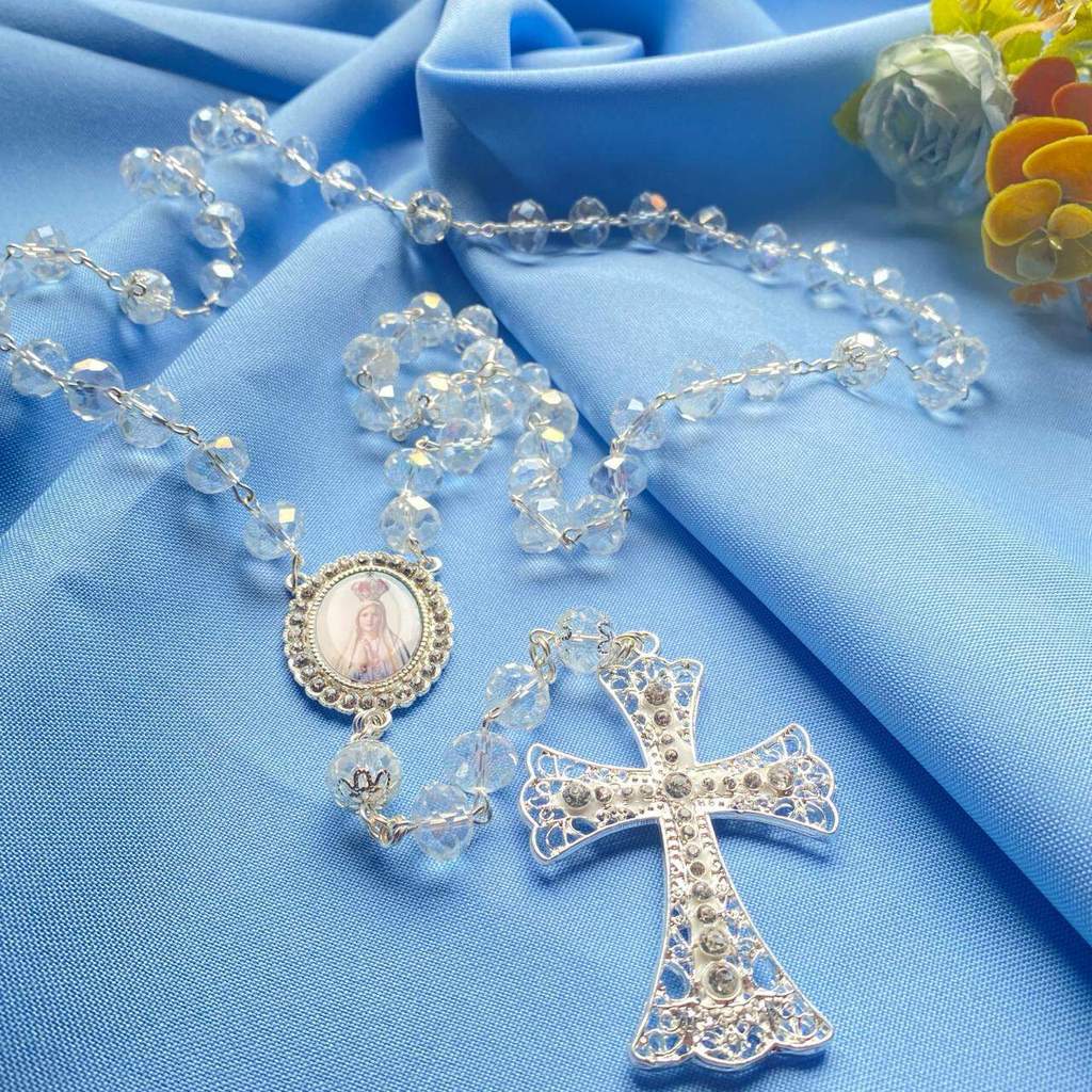 Terço de Noiva Prata em  Cristal Furta Cor 10mm Personalizável