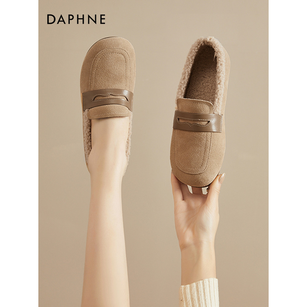 Daphne sapatos peludos de um Pedal feminino inverno exterior usar ervilhas sapatos 2025 novo estilo sapatos femininos de