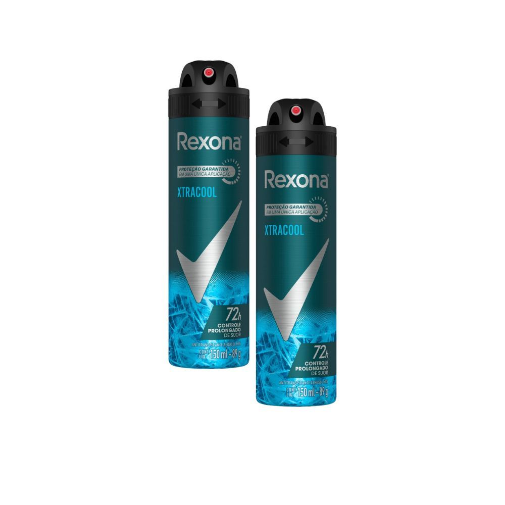 Kit 2 Desodorante Antitranspirante Aerosol Masculino Rexona Extracool 72 horas 150ml em Oferta na Shopee