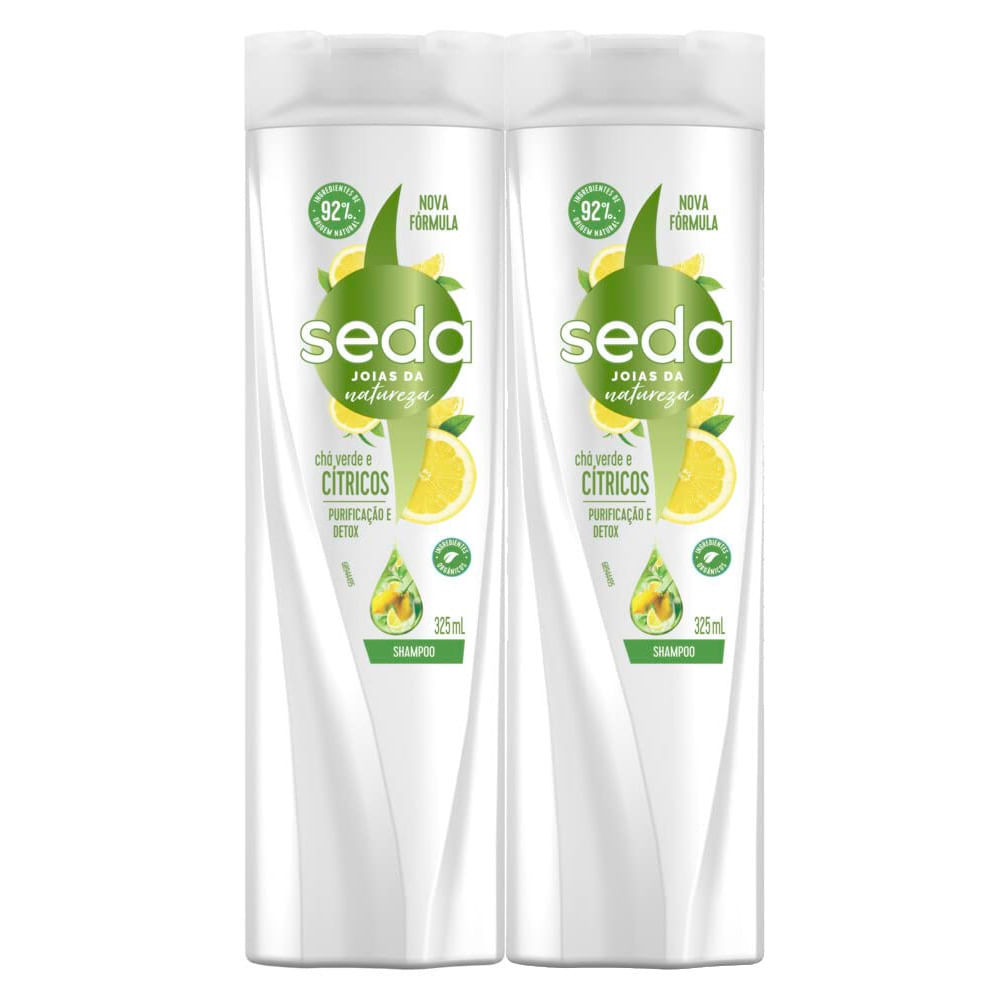 Kit 2 Shampoo Seda Joias da Natureza Chá Verde e Cítricos 325ml
