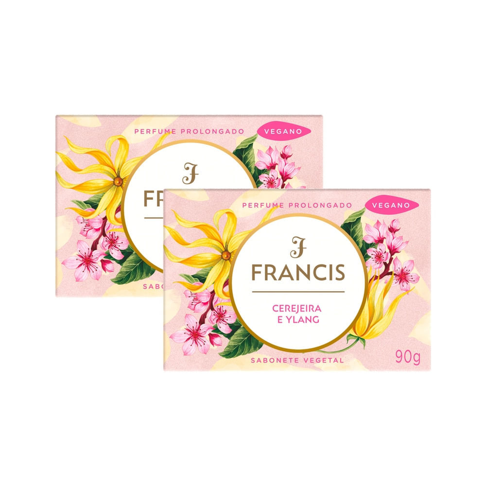 Kit 2 Sabonete em Barra Vegetal Francis Cerejeira do Ylang 90g em Oferta na Shopee