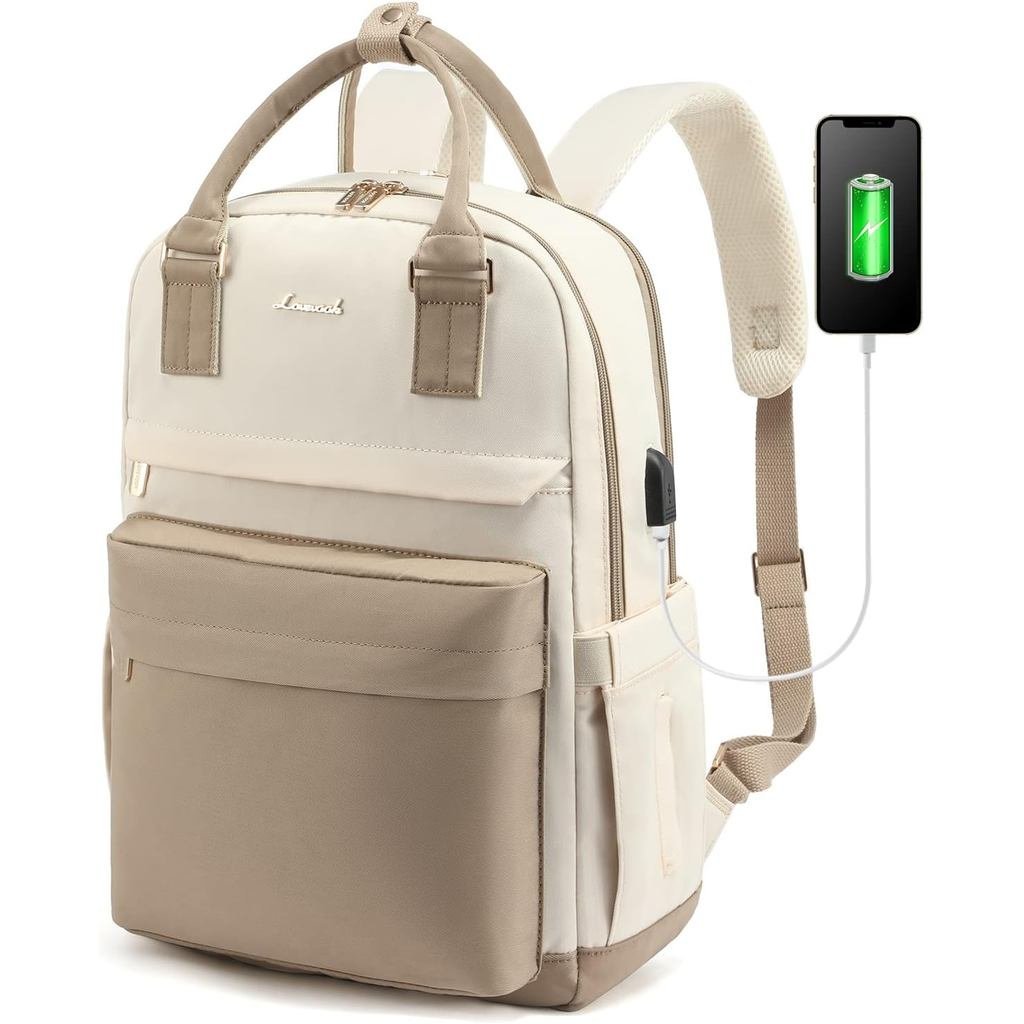 Mochila para Laptop LOVEVOOK para Mulheres, Bolsa para Laptop de 15,6 Polegadas com Porta USB, Mochilas Impermeáveis da