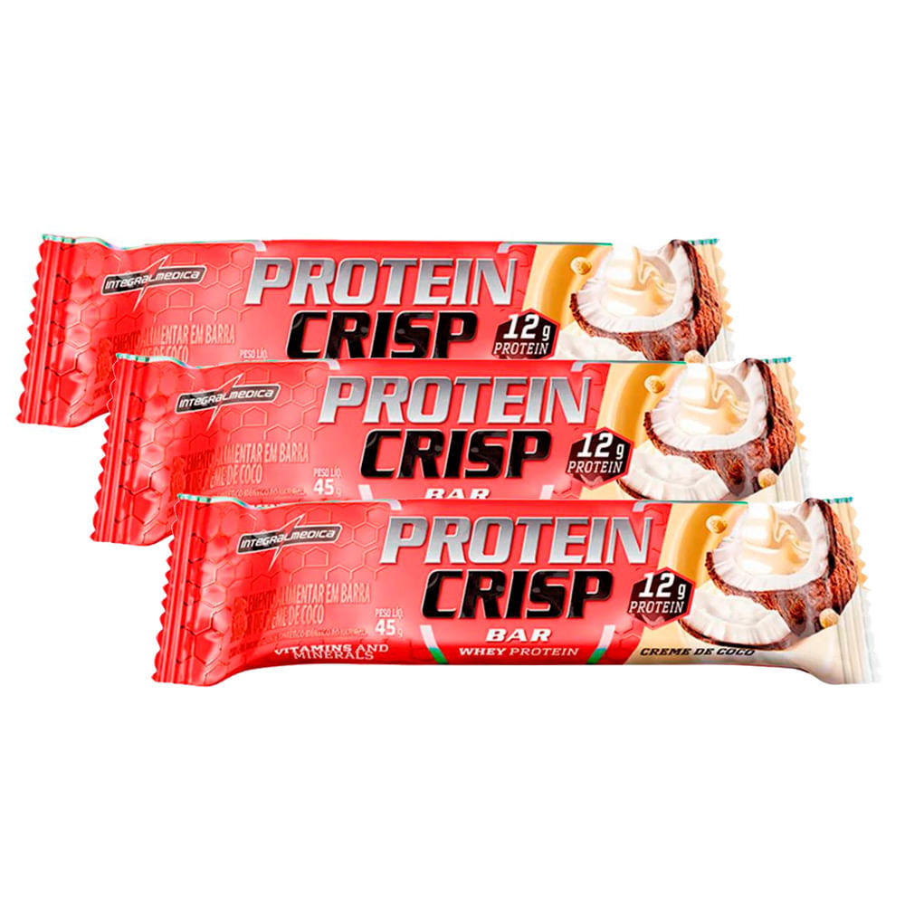 Kit 3 Barra Protein Crisp Bar Creme de Coco 45g em Oferta na Shopee