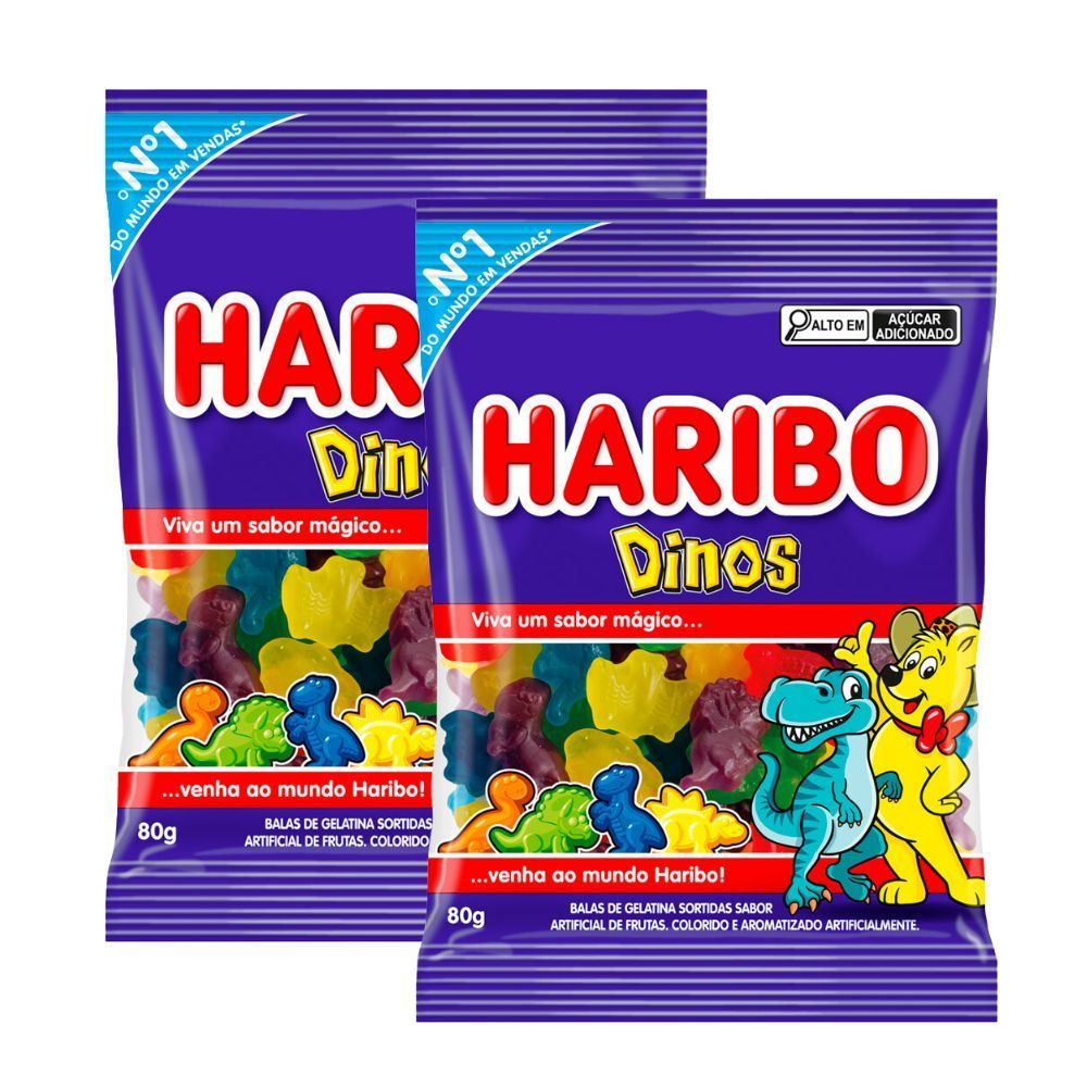 Kit 2 Balas Haribo Dinos 80g