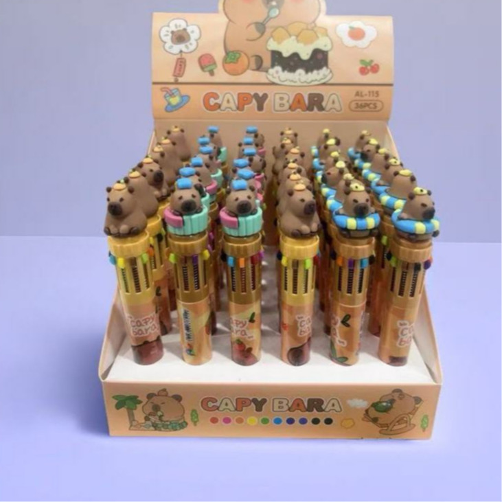 kit 3/6/12pecas Caneta Capivara 10 CORES Capybara ponta 7mm Esferográfica Volta as Aulas Papealaria（Caneta--002） em Oferta na Shopee