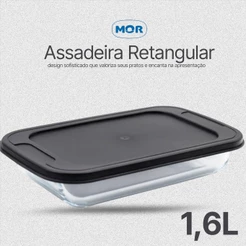 Travessa Assadeira Vidro Mor Retangular 1,6L Para Forno