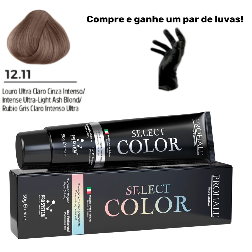 Coloração Permanente Select Color Nº12.11 Louro Cinza Intenso Prohall 50g