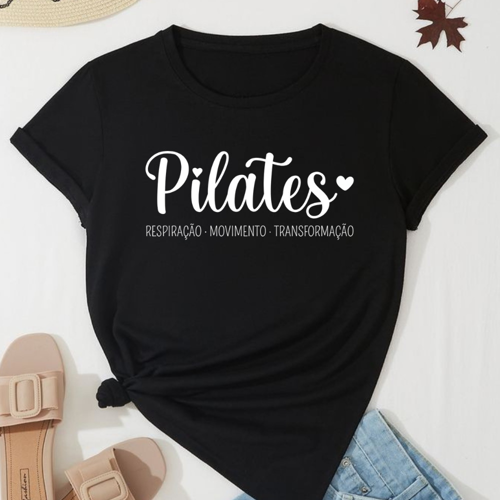 Camiseta Camisa Premium Camiseta Blusa Feminina Pilates Fitness T Shirt Fisioterapia 100% Algodão Blusa Algodão Envio Im