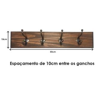 Cabideiro De Parede Madeira Maciça 50x10cm Com Ganchos Duplos Multiuso em Oferta na Shopee